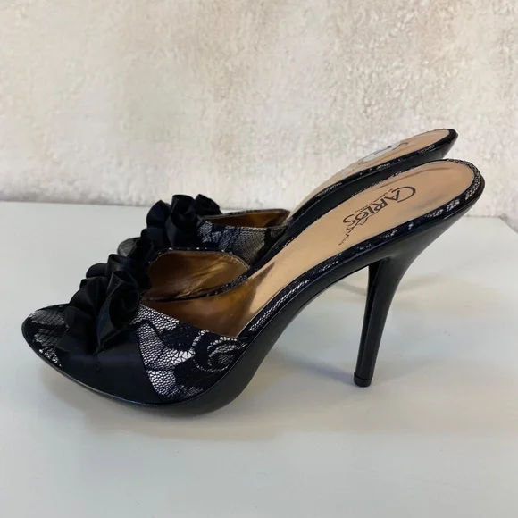 Carlos by Carlos Santana black open toe high heel shoes - US size 7 - Picture 7 of 7